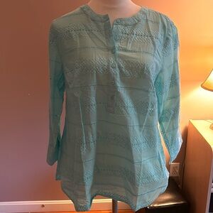 Talbots Aqua cotton tunic with embroidery. Great for summer!